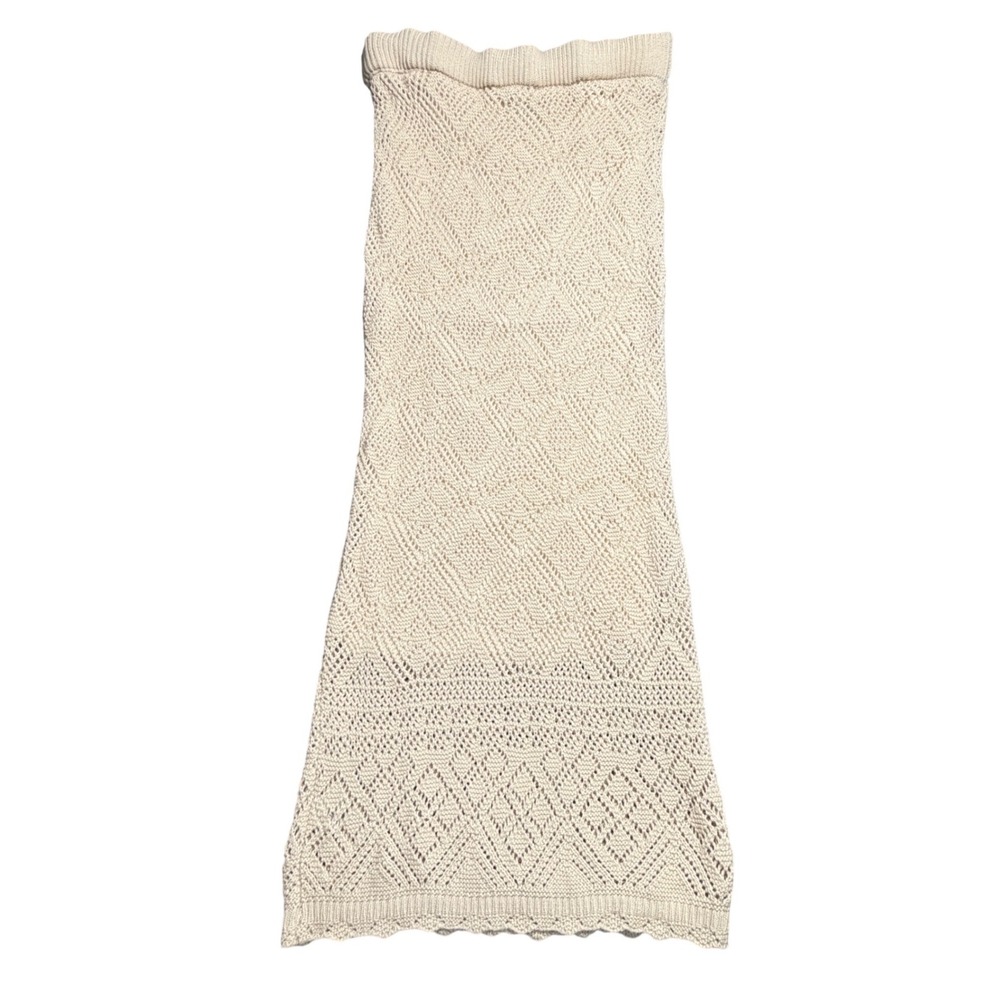 Freshman 1996‎ Cream Crochet Knit Maxi Skirt Diamond Pointelle Boho XS Festival - Picture 8 of 8